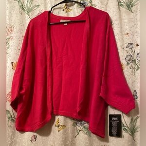 Woman Within Bold Red Open Front Sweater
